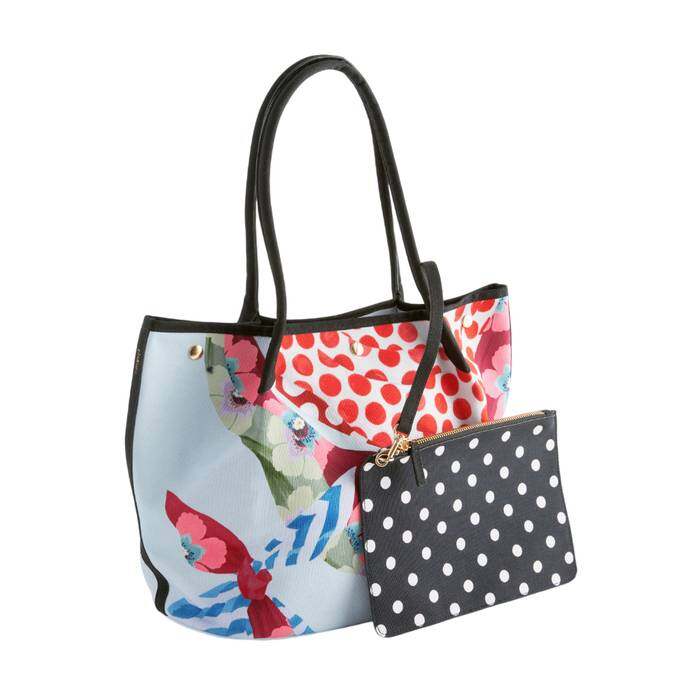 Female Medium East West Tote Calico Blue