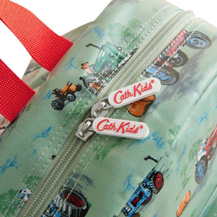 Kids Boy Large Backpack Vintage Tractors Ecru 1