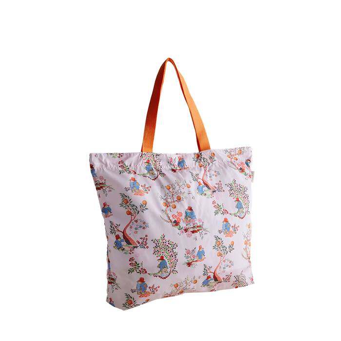 Female Large Foldaway Tote Paddington Oranges Ecru