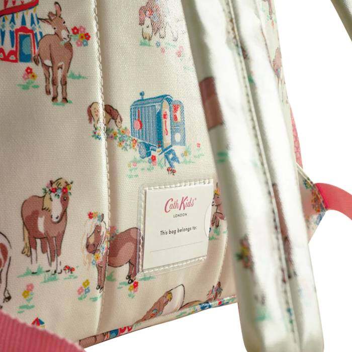 Kids Girl Large Backpack Seaside Donkeys Ecru 1