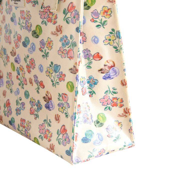 Female Small Bookbag Marble Ditsy Ecru 1