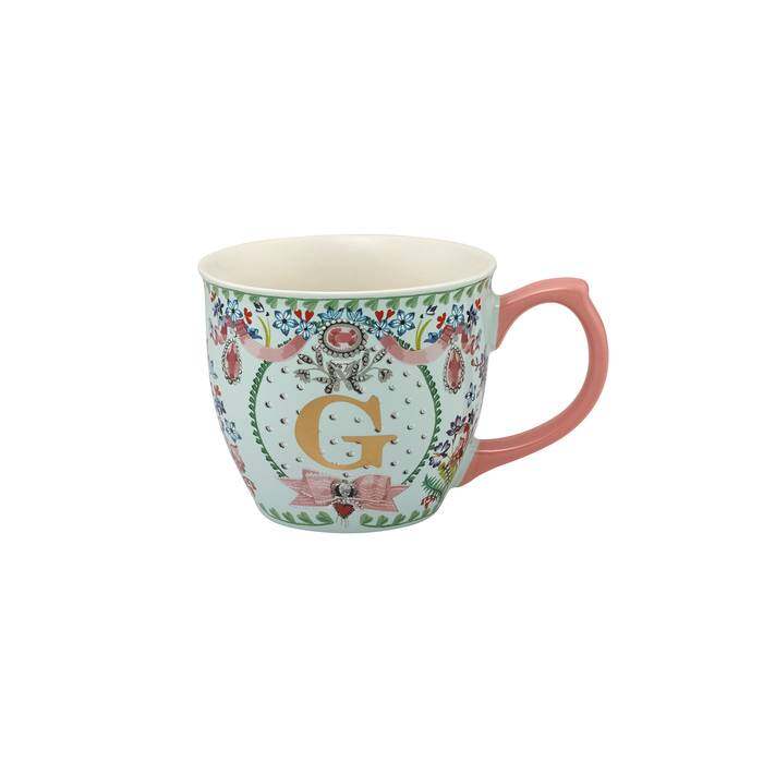 Emily Fine China Alphabet Mug G Lillies Posey Cream