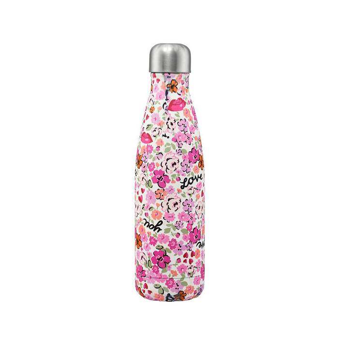 Stainless Steel Water Bottle I Love You Ditsy Pink