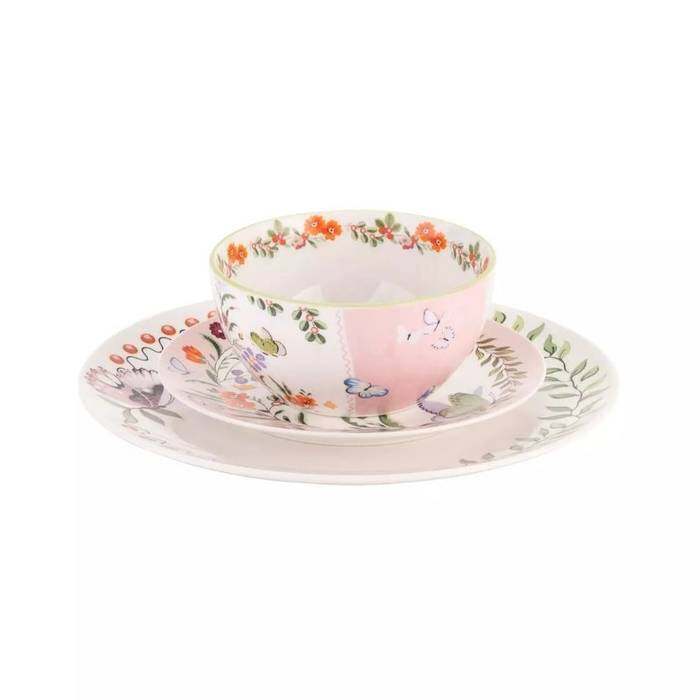 12pc Dinner Set Butterfly & Sentiment Gifting Multi-color