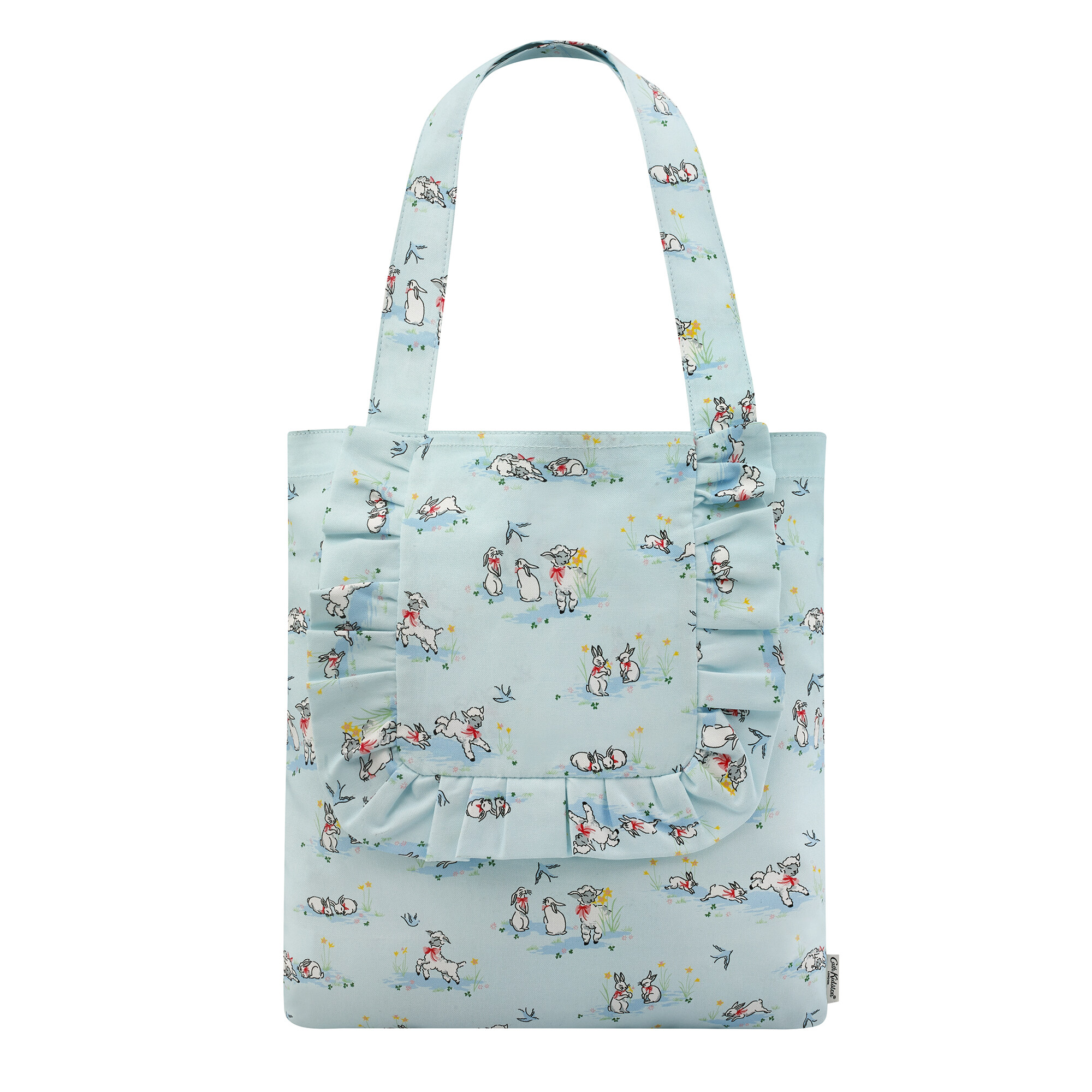 Frill Tote Spring Bunnies and Lambs Blue Women s Kids Bags