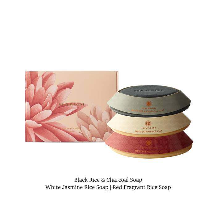 HARNN GLEAMING GRAINS SOAP SET (BLACK RICE-WHITE RICE-RED RICE) 1