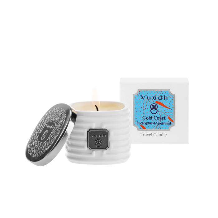 VUUDH TRAVEL CANDLE GOLD  COAST (EUCALYPTUS & SPEARMINT) AROMATIC CANDLE 35 G